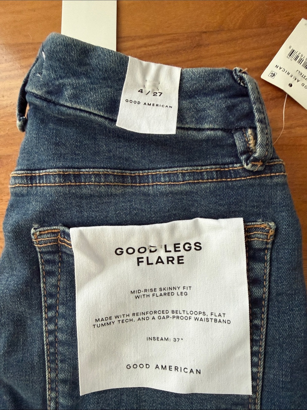 NWT Good American Good Legs Flare Jeans, size 4/27